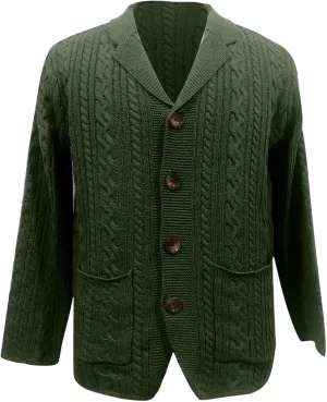 Men's Shawl Collar Cardigan Sweater Slim Fit Cable Knit Button Up Sweater with Pockets Men Workout Outfits