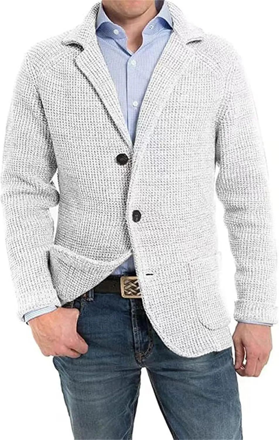 Men's Shawl Collar Cardigan Sweaters Button Down Knitwear Jackets with Pockets Casual Dressy Blazers