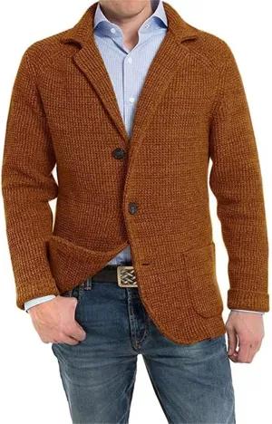 Men's Shawl Collar Cardigan Sweaters Button Down Knitwear Jackets with Pockets Casual Dressy Blazers