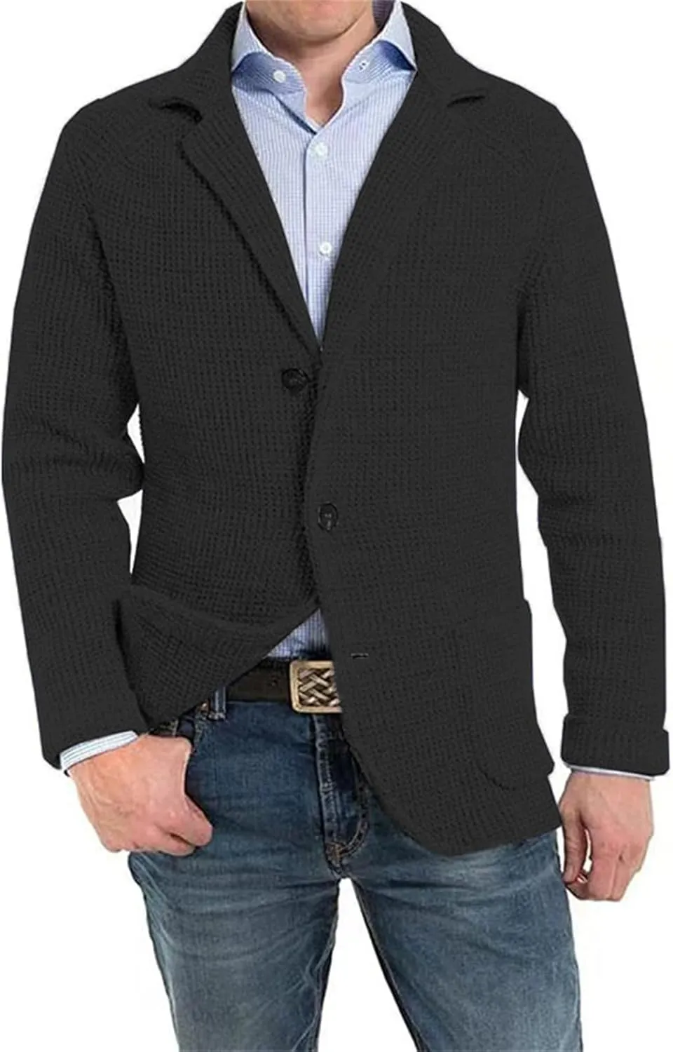 Men's Shawl Collar Cardigan Sweaters Button Down Knitwear Jackets with Pockets Casual Dressy Blazers