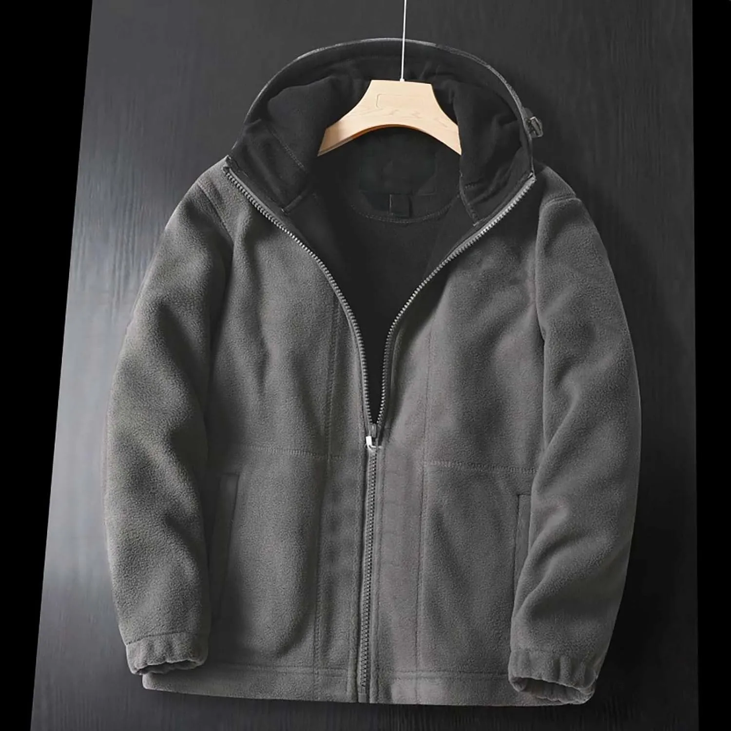 Mens Sherpa Hoodie Jacket Fleece Lined Zip Up Warm Hoodies Sweatshirt Winter Zipper Sweater Hooded Coats Outdoor