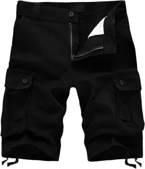 Mens Shorts 6 Inch Inseam Buckle Zipper Multi Pockets Cargo Shorts Regular Big & Tall Solid Work Utility Shorts