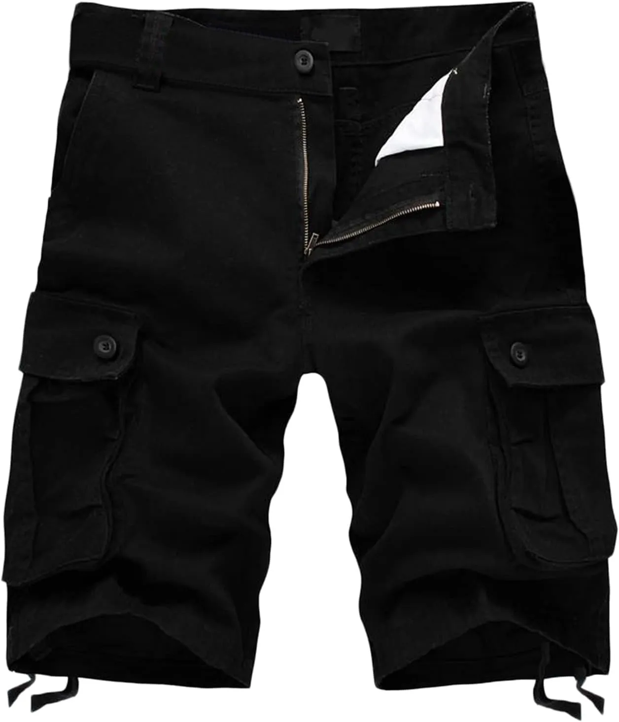 Mens Shorts 6 Inch Inseam Buckle Zipper Multi Pockets Cargo Shorts Regular Big & Tall Solid Work Utility Shorts