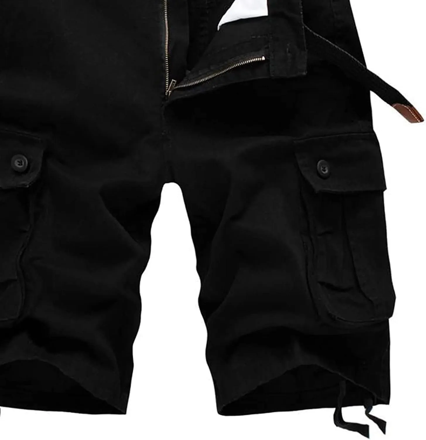 Mens Shorts 6 Inch Inseam Buckle Zipper Multi Pockets Cargo Shorts Regular Big & Tall Solid Work Utility Shorts