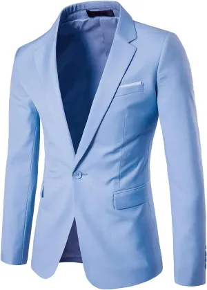 Men's Slim Fit Suit Jacket Business Casual Blazer Jackets Lightweight Sport Coats for Wedding Prom Party