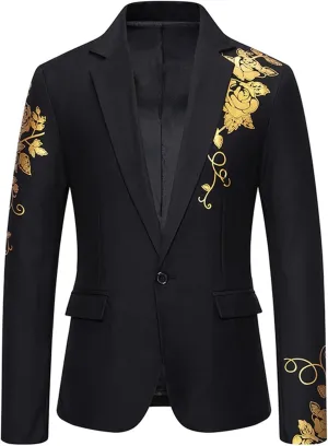 Mens Solid Blazers Stand Collar Buttons Long Sleeves Suits Coats Elegant Luxurious Dinner Wedding Party Suit Jackets