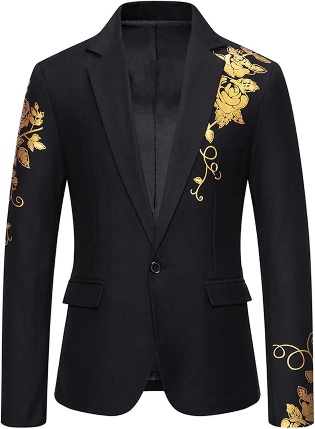 Mens Solid Blazers Stand Collar Buttons Long Sleeves Suits Coats Elegant Luxurious Dinner Wedding Party Suit Jackets
