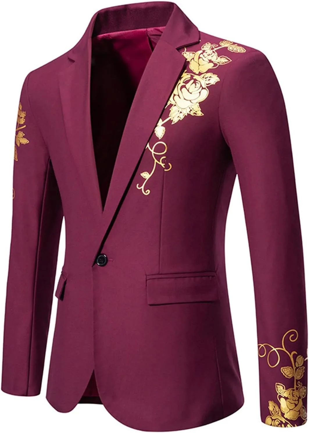 Mens Solid Blazers Stand Collar Buttons Long Sleeves Suits Coats Elegant Luxurious Dinner Wedding Party Suit Jackets