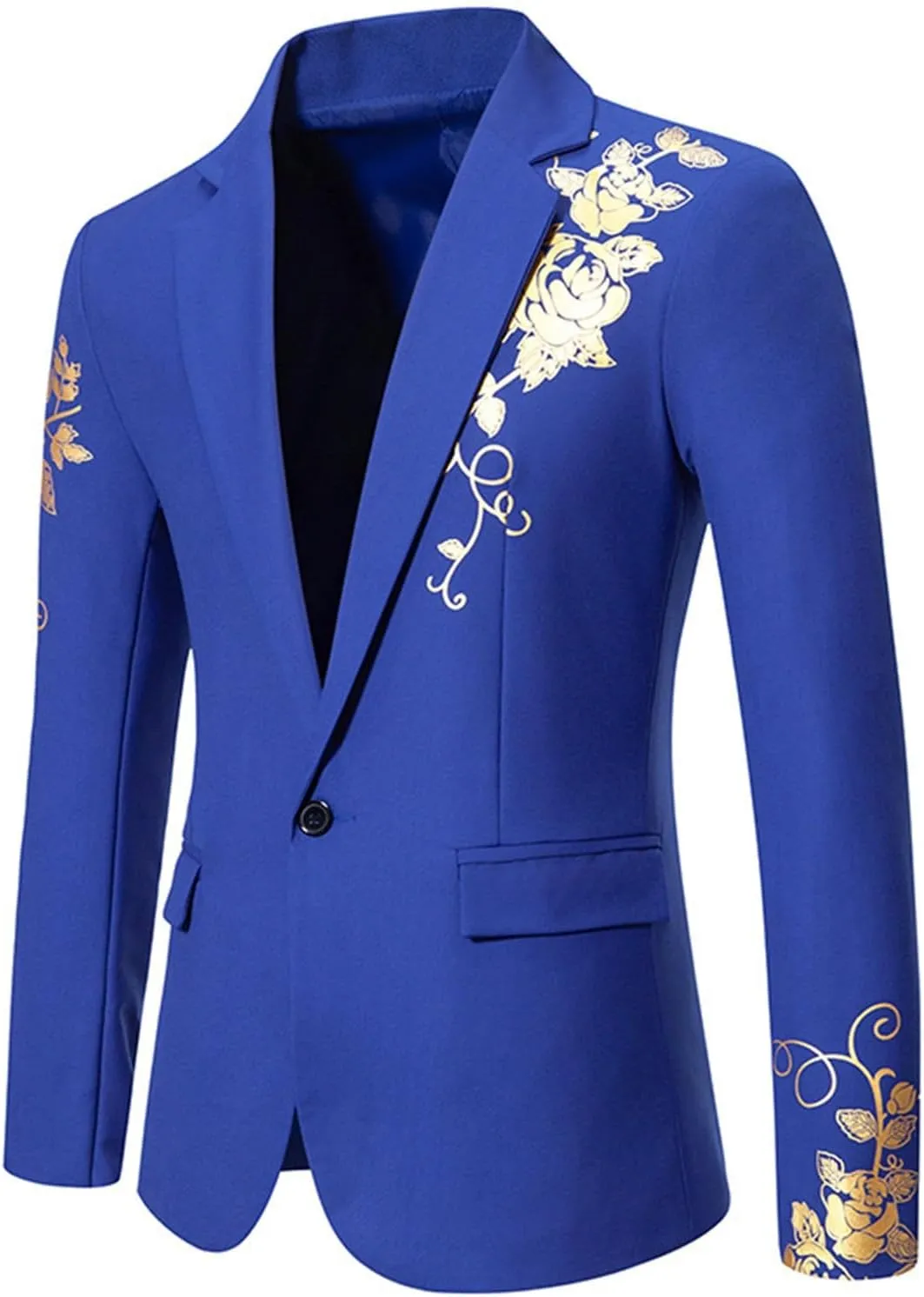 Mens Solid Blazers Stand Collar Buttons Long Sleeves Suits Coats Elegant Luxurious Dinner Wedding Party Suit Jackets