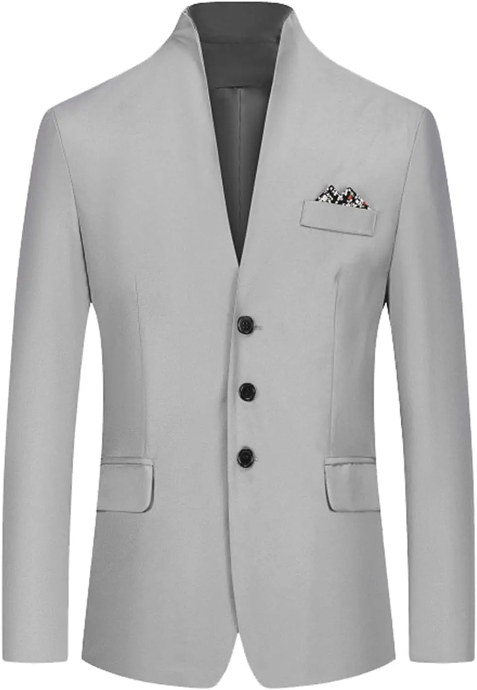 Mens Solid Blazers Stand Collar Buttons Long Sleeves Suits Coats Elegant Luxurious Dinner Wedding Party Suit Jackets