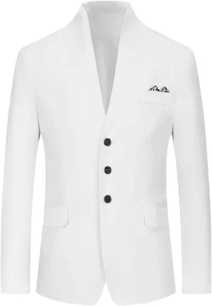 Mens Solid Blazers Stand Collar Buttons Long Sleeves Suits Coats Elegant Luxurious Dinner Wedding Party Suit Jackets