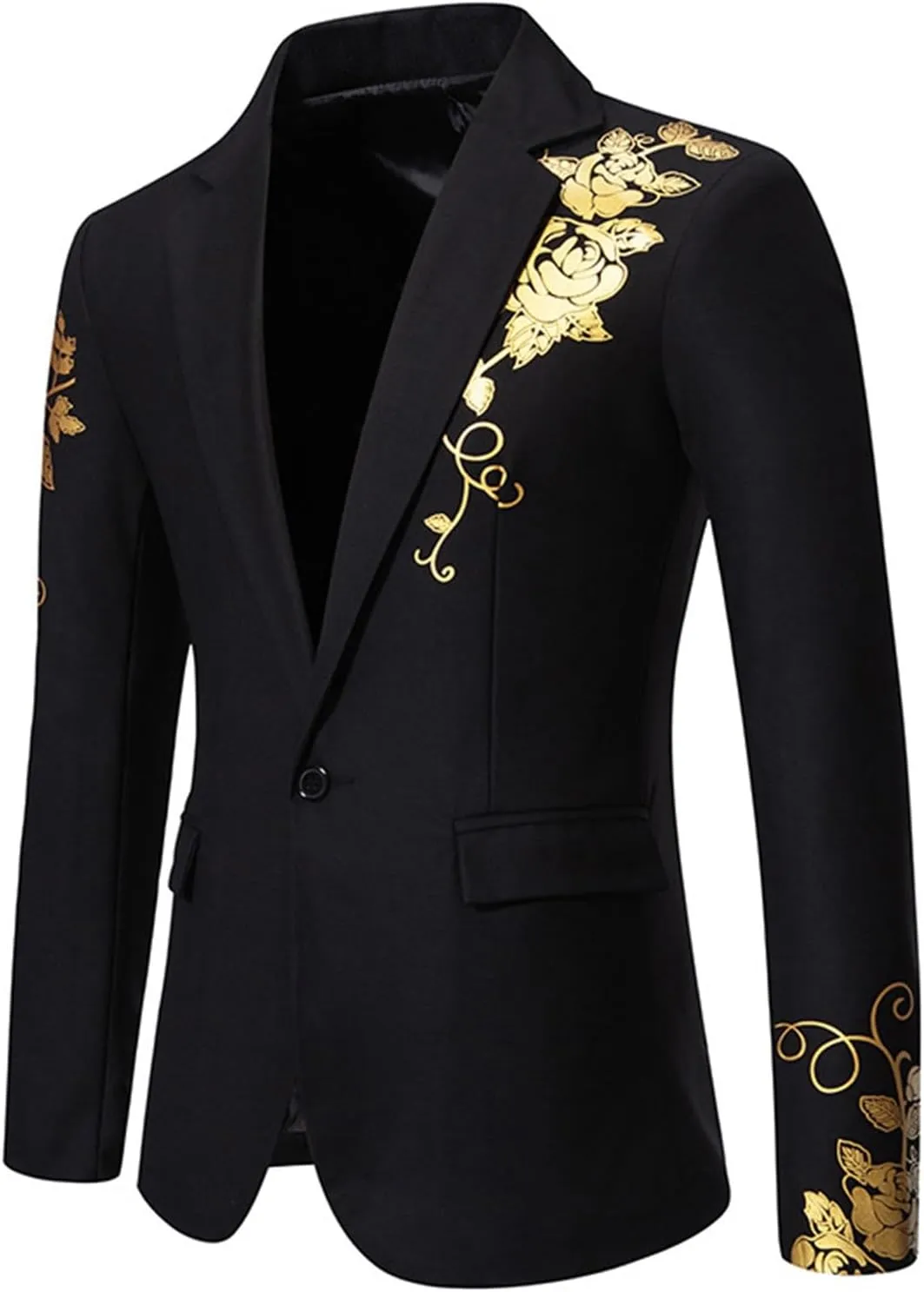 Mens Solid Blazers Stand Collar Buttons Long Sleeves Suits Coats Elegant Luxurious Dinner Wedding Party Suit Jackets