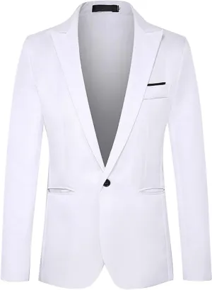 Men's Suit Jacket Classic Fit Patchwork Blazer Stretch One Button Regular Pocket Lapel Premium Knit Dinner Sport Coat