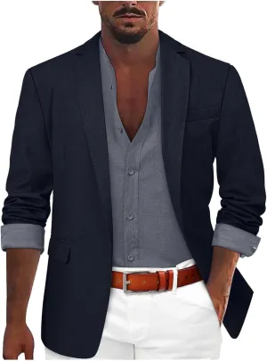 Mens Suit Jacket Gym Sport Coats Slim Fit Business Office Work Blazers Lightweight Open Front Stretch Work Cardigan