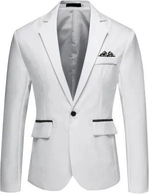 Mens Suit Jackets, Casual One Button Slim Fit Blazers Suit Separates Coat, Sport Coats Pockets Wedding Party