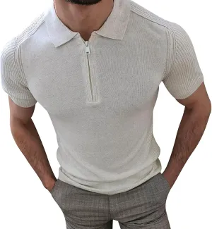 Mens Summer Striped Polos Golf Shirts Designer Pullover Modern Knit Shirts Slim Fit Short Sleeve Vintage Cardigans