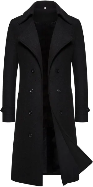 Mens Trench Coat Windbreaker Jacket Lamb Suede Coat Trench Lapel Long Jacket Soft Elegant Windbreaker Men's Trench
