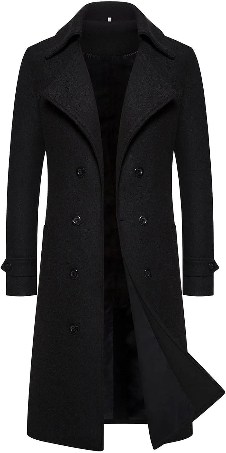 Mens Trench Coat Windbreaker Jacket Lamb Suede Coat Trench Lapel Long Jacket Soft Elegant Windbreaker Men's Trench
