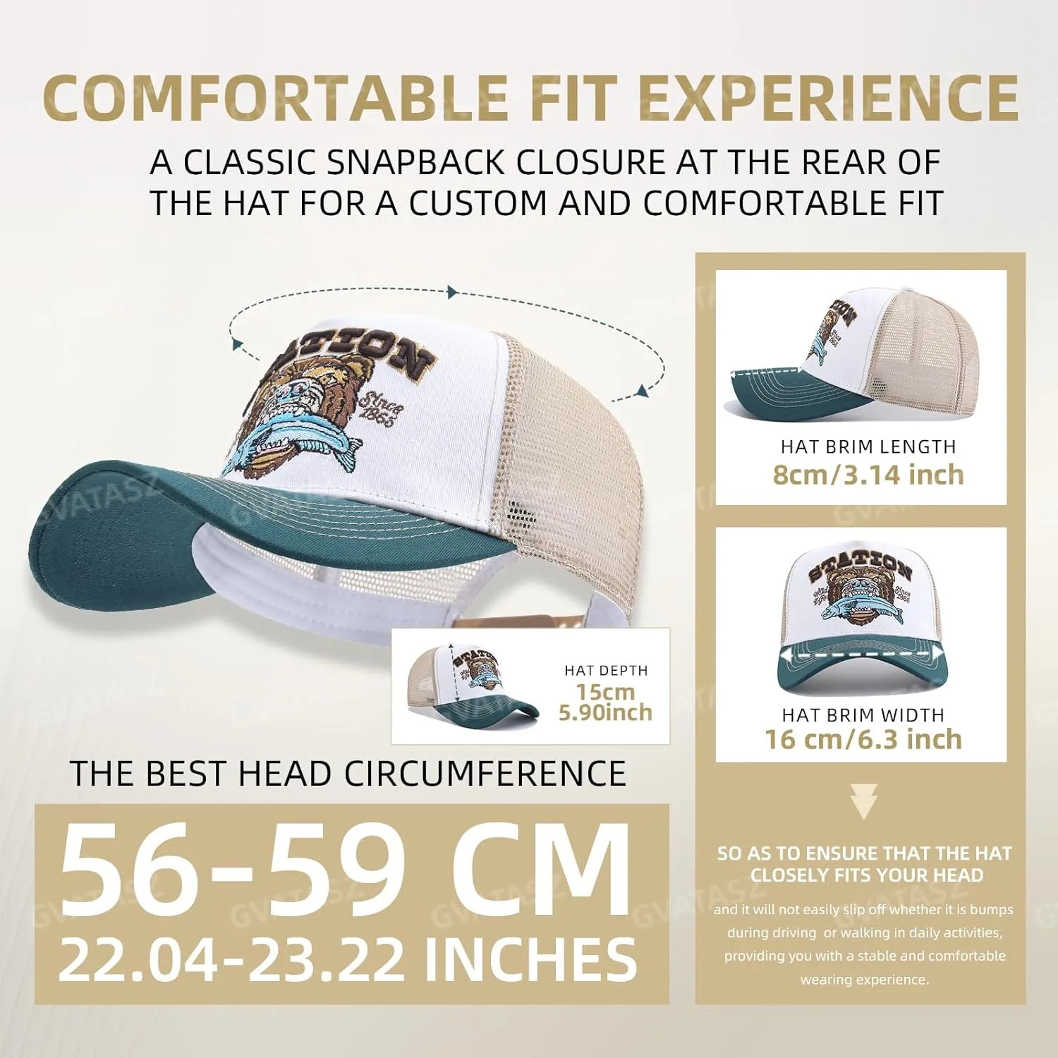 Men's Trucker Hat Mesh Back Hat Structured Baseball Cap Unisex Original Adjustable Snapback Hats