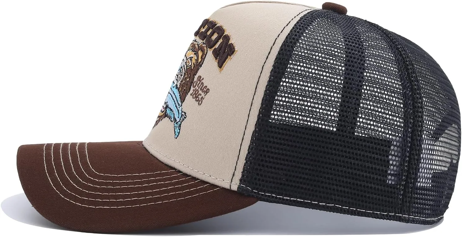 Men's Trucker Hat Mesh Back Hat Structured Baseball Cap Unisex Original Adjustable Snapback Hats
