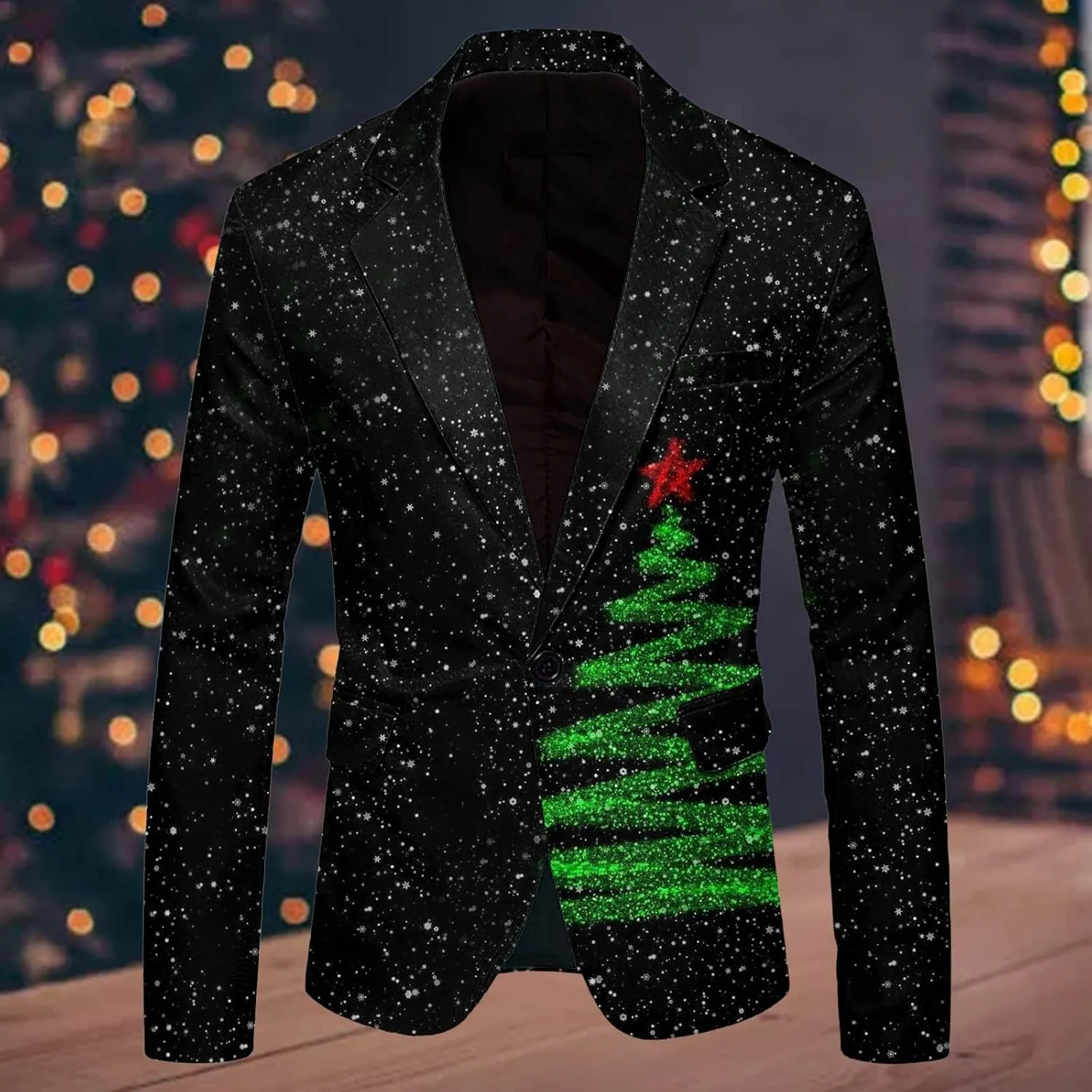 Men's Ugly Christmas Suit Jacket Plus Size Funny Xmas Party Blazer Sport Coats