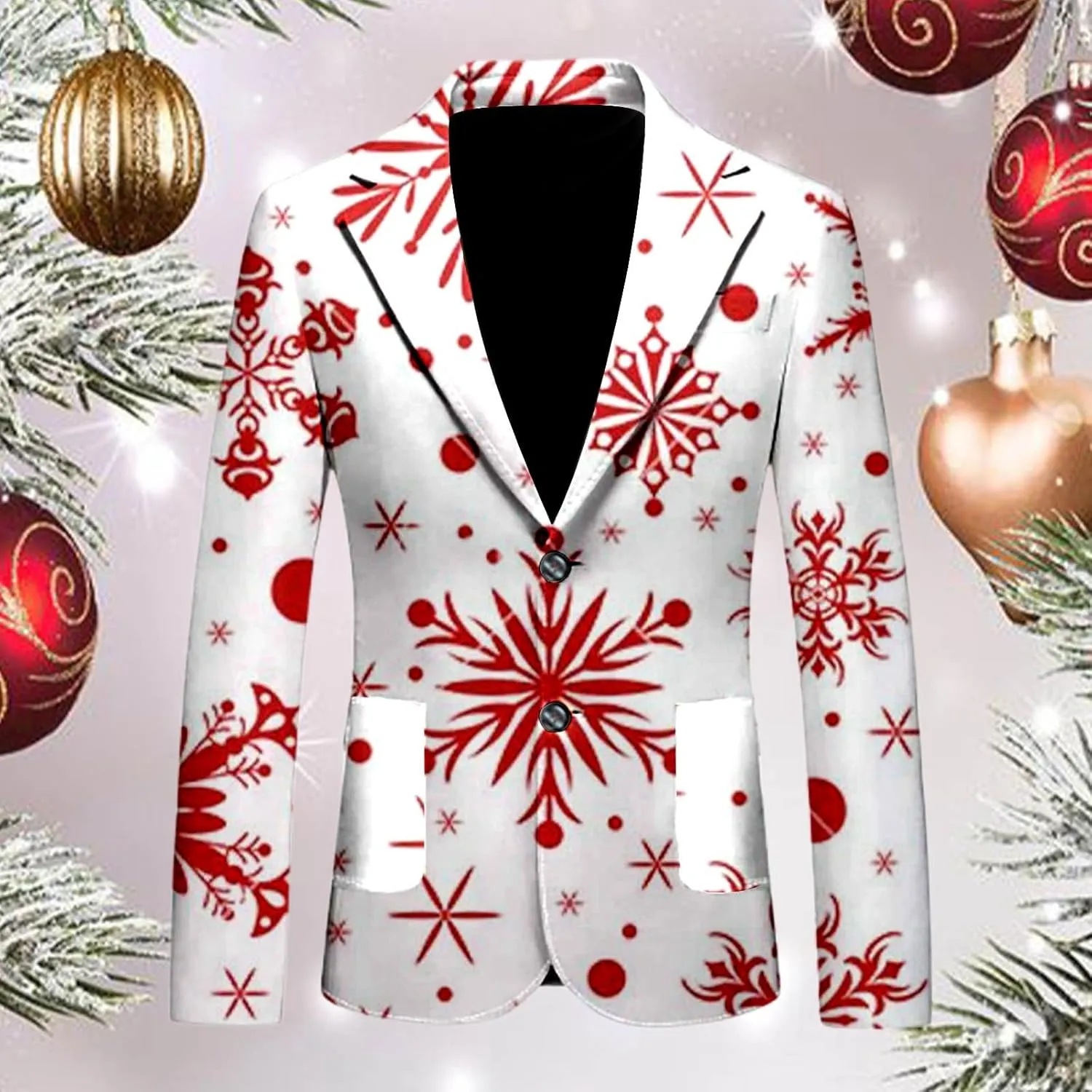 Men's Ugly Christmas Suit Jacket Plus Size Funny Xmas Party Blazer Sport Coats