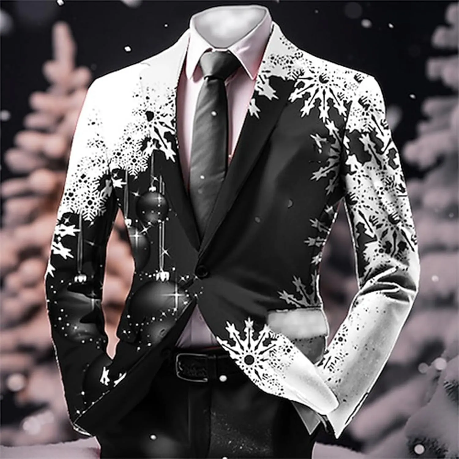 Men's Ugly Christmas Suit Jacket Plus Size Funny Xmas Party Blazer Sport Coats