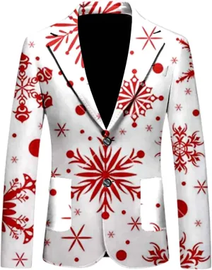Men's Ugly Christmas Suit Jacket Plus Size Funny Xmas Party Blazer Sport Coats