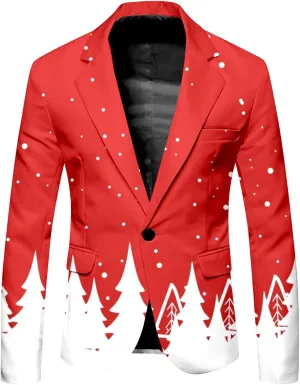 Men's Ugly Christmas Suit Jacket Plus Size Funny Xmas Party Blazer Sport Coats