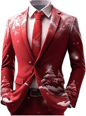 Men's Ugly Christmas Suit Jacket Plus Size Funny Xmas Party Blazer Sport Coats