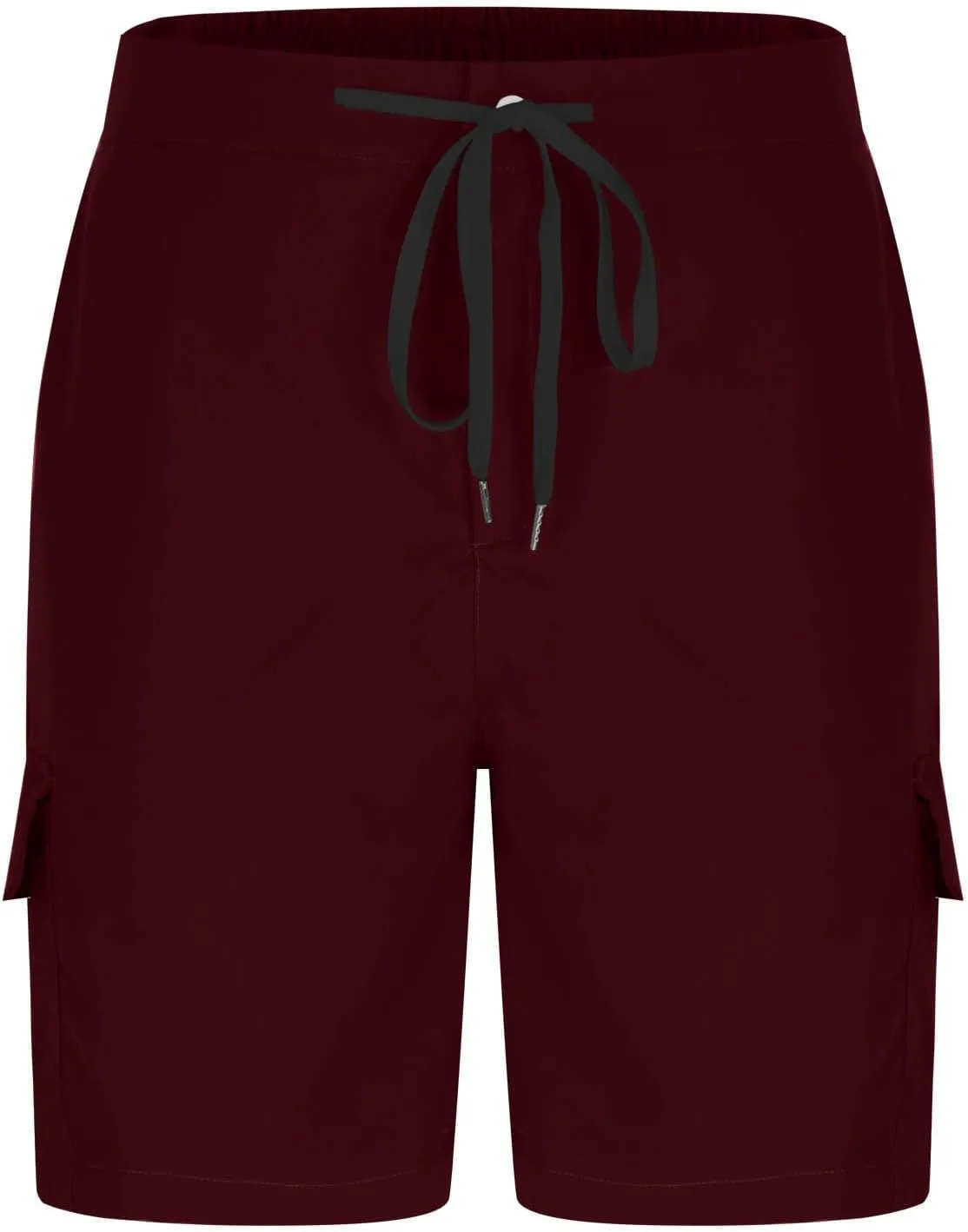 Mens Utility Cargo Shorts Stretch Drawstring Waist Quick Dry Shorts with Dual Flap Pockets and Athletic Fit