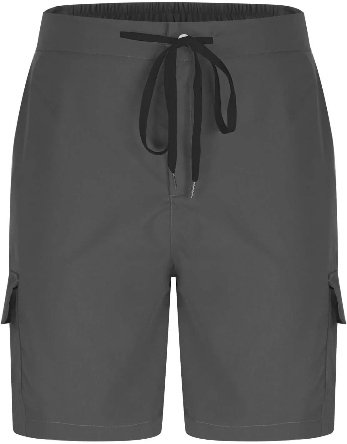 Mens Utility Cargo Shorts Stretch Drawstring Waist Quick Dry Shorts with Dual Flap Pockets and Athletic Fit