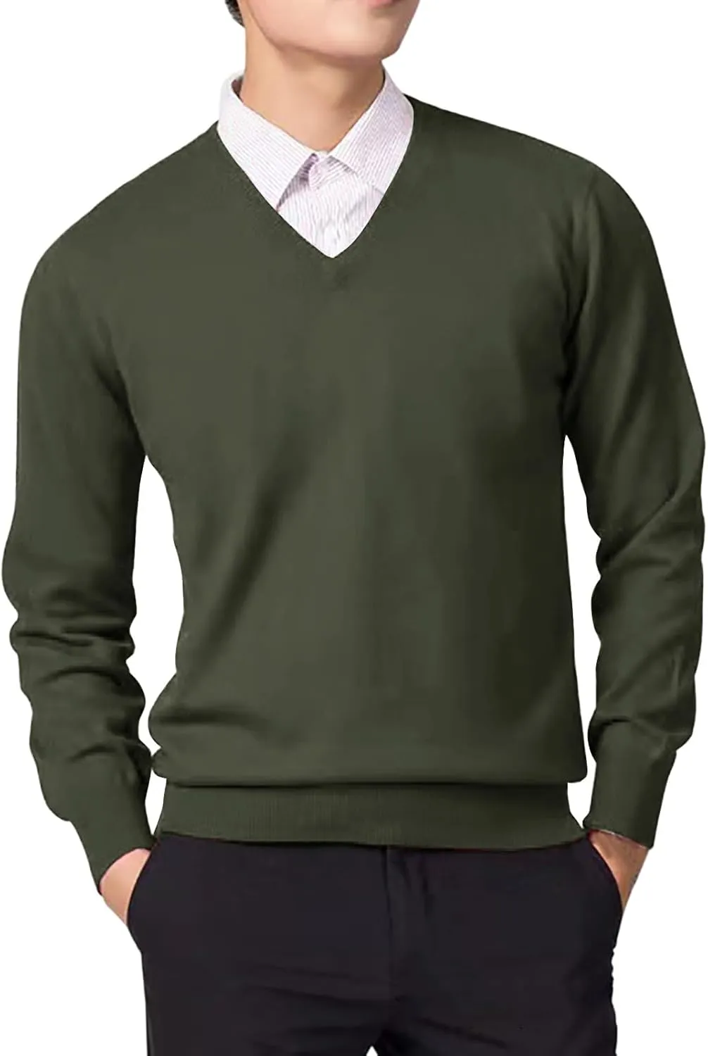Mens V Neck Pullover Sweaters 2023 Fashion Cassual Sweatshirts Classic Fit Fine Cotton V-Neck Sweaters