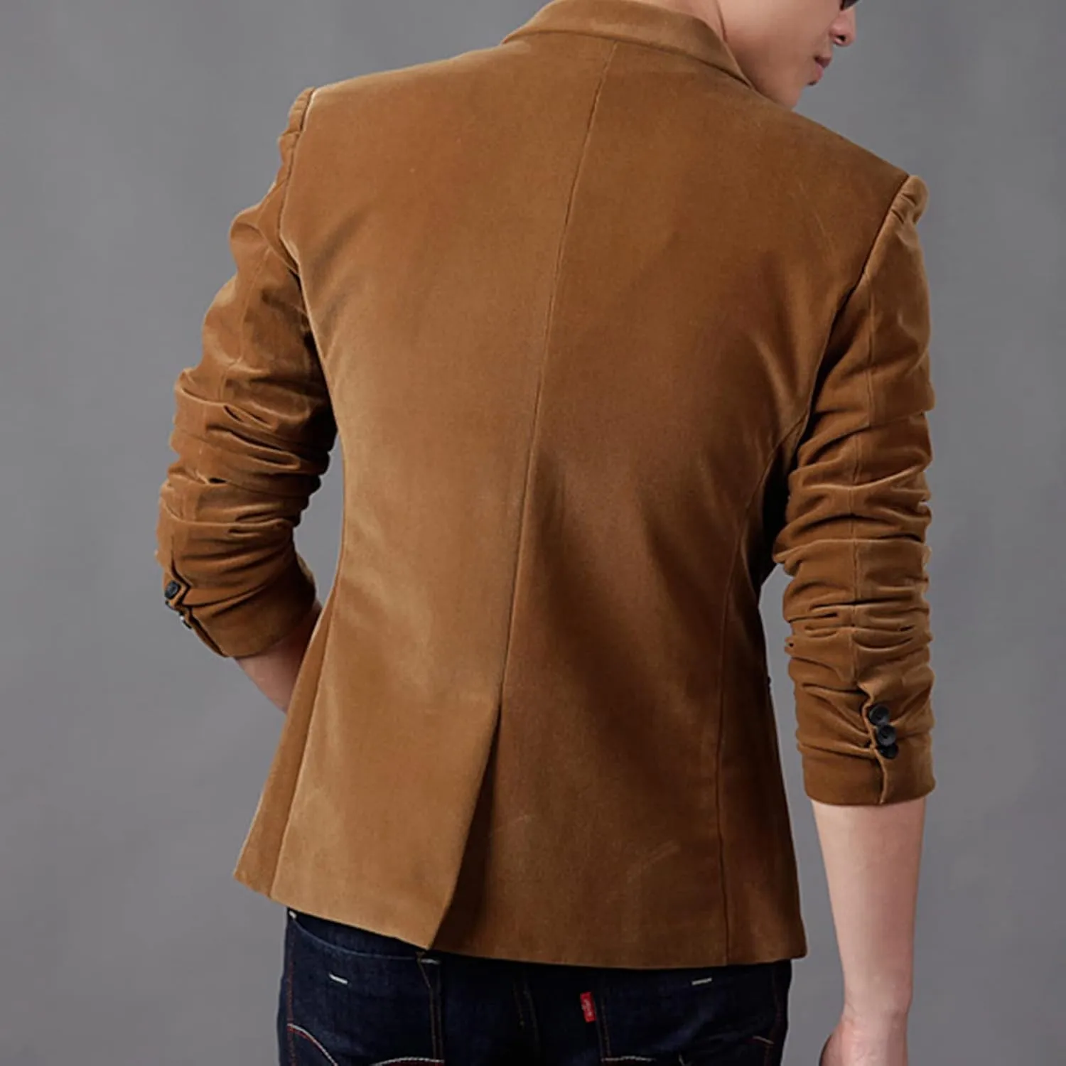 Men's Vintage One Button Blazer Lightweight Solid Casual Sport Coat Single Breasted Slim Fit Suit Jacket