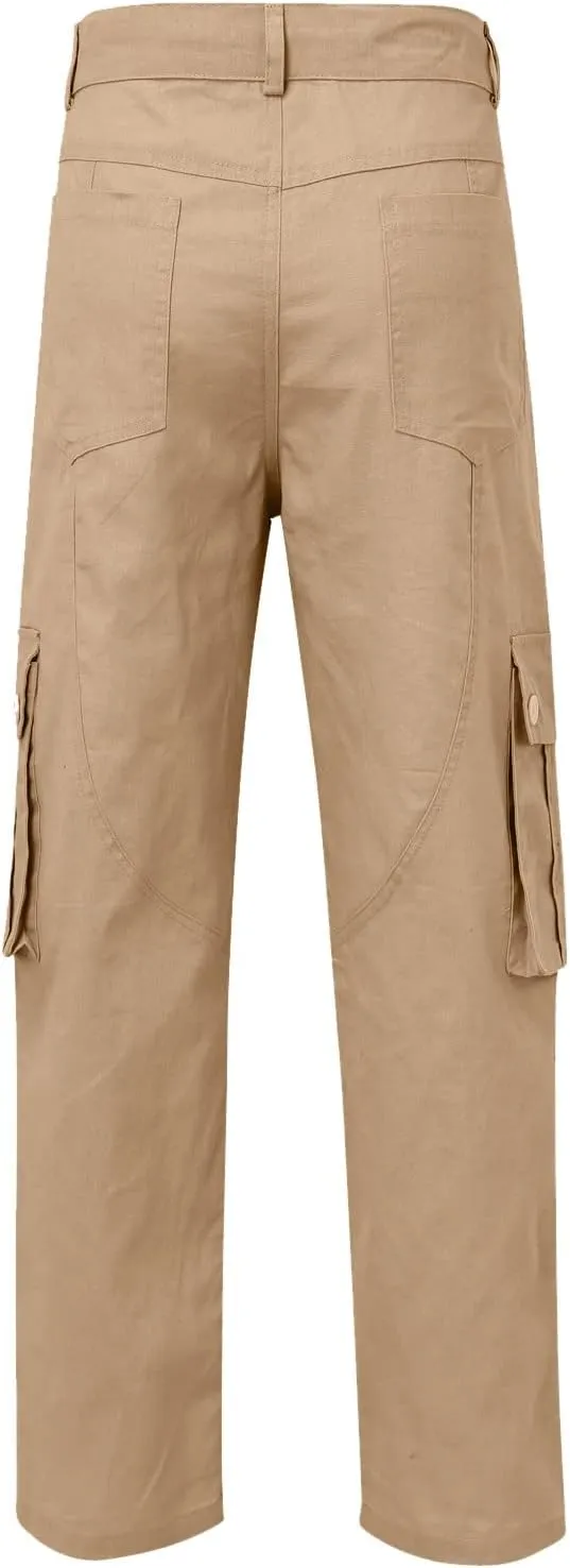 Men's Wild Cargo Pants Men's Casual Cargo Pants Military Army Camo Pants Combat Work Pants with 8 Pockets(No Belt) Men Pants