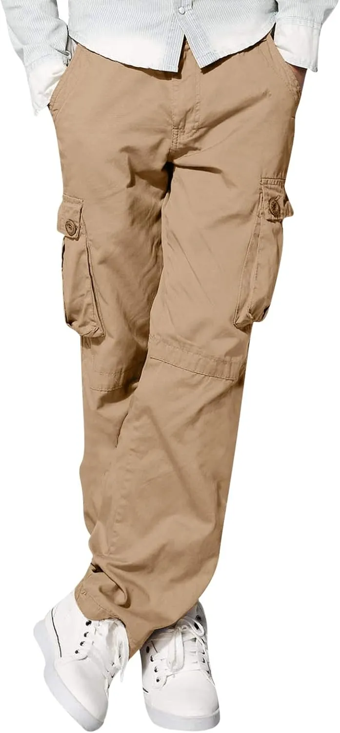Men's Wild Cargo Pants Men's Casual Cargo Pants Military Army Camo Pants Combat Work Pants with 8 Pockets(No Belt) Men Pants