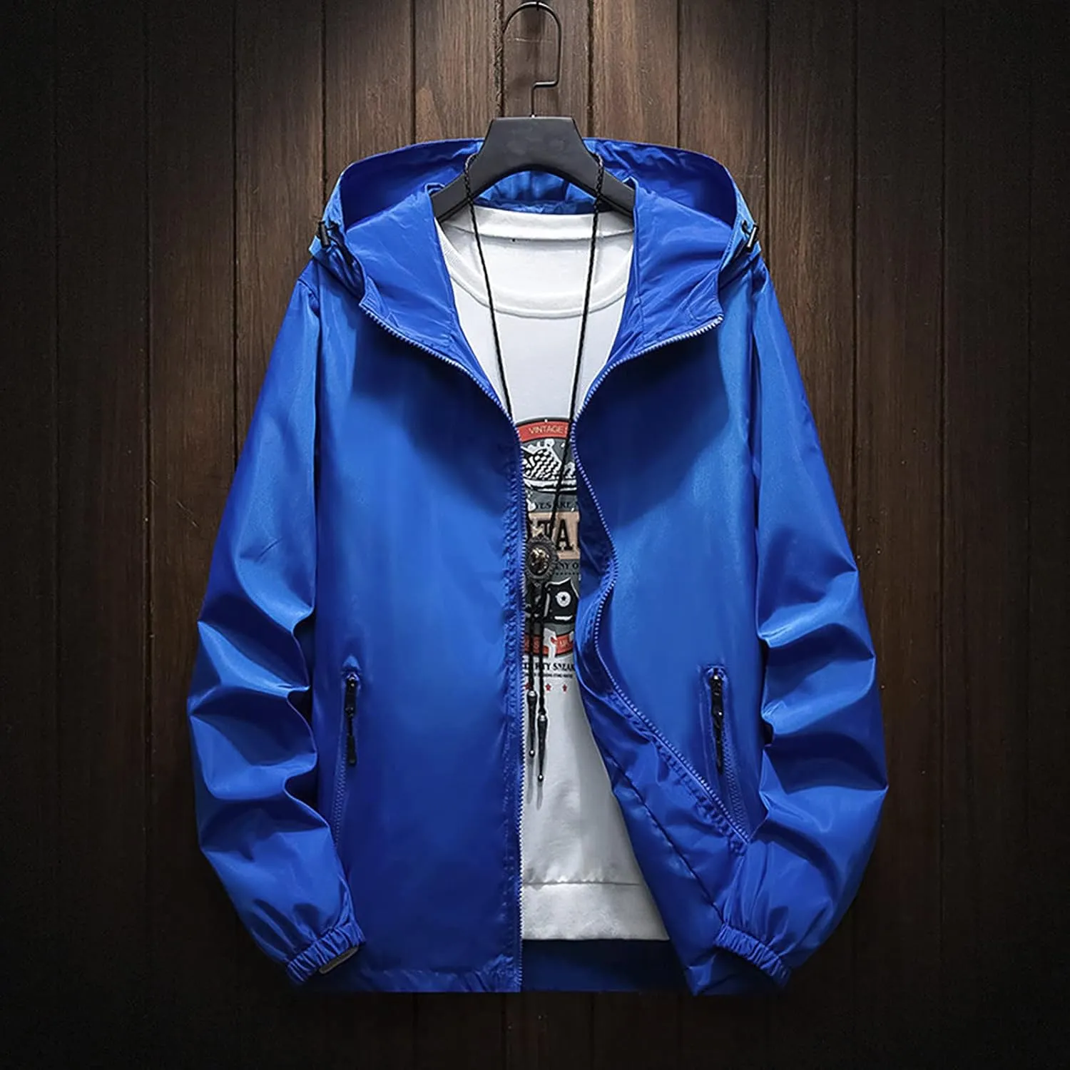 Men's Wind Breaker Jackets Rain Jacket Windbreaker Lightweight Shell Raincoat With Hood For Golf, M-7XL
