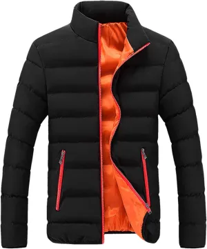 Men's Winter Coat Hooded Warm Quilted Puffer Jacket Water-resistant Cold Weather Ski Parka Jackets Full Zip Down Jacket