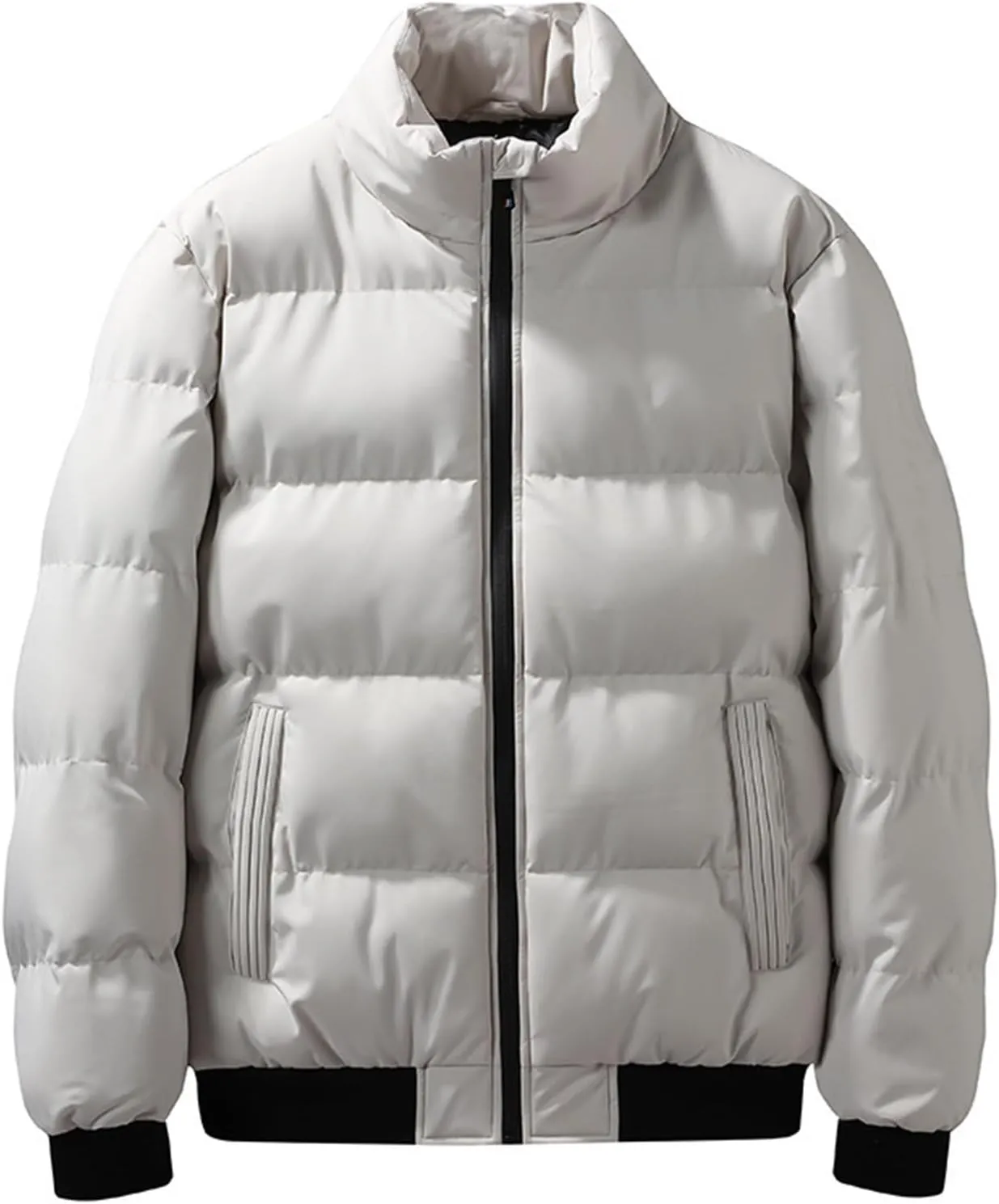 Men's Winter Coat Puffer Jacket Stretch Stand Collar Thick Fleece Jacket, M-2XL