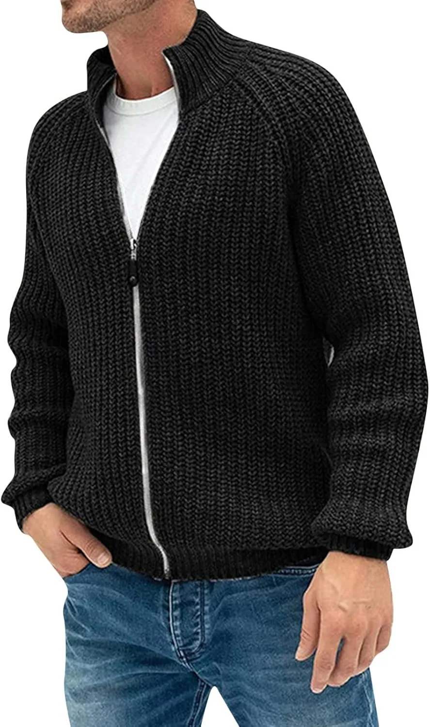 Mens Winter Warm Cardigan Sweater Long Sleeve Shawl Collar Solid Color Casual Stylish Button Down Shacket Waterproof