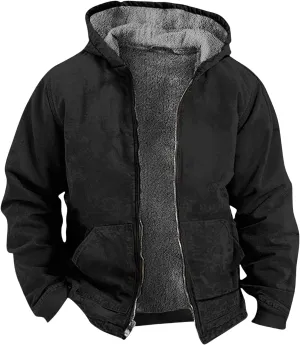 Men's Winter Waterproof Full Zip Coat Hooded Fleece Lining Sport Jacket Zip-Up Hoodie Heavy Tie Dye Thermal Outwear