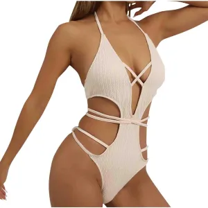Monokini Swimsuits for Women Plunge V Neck Cutout One Piece Swimwear Sexy High Cut Beach Vacation Bathing Suits 2025