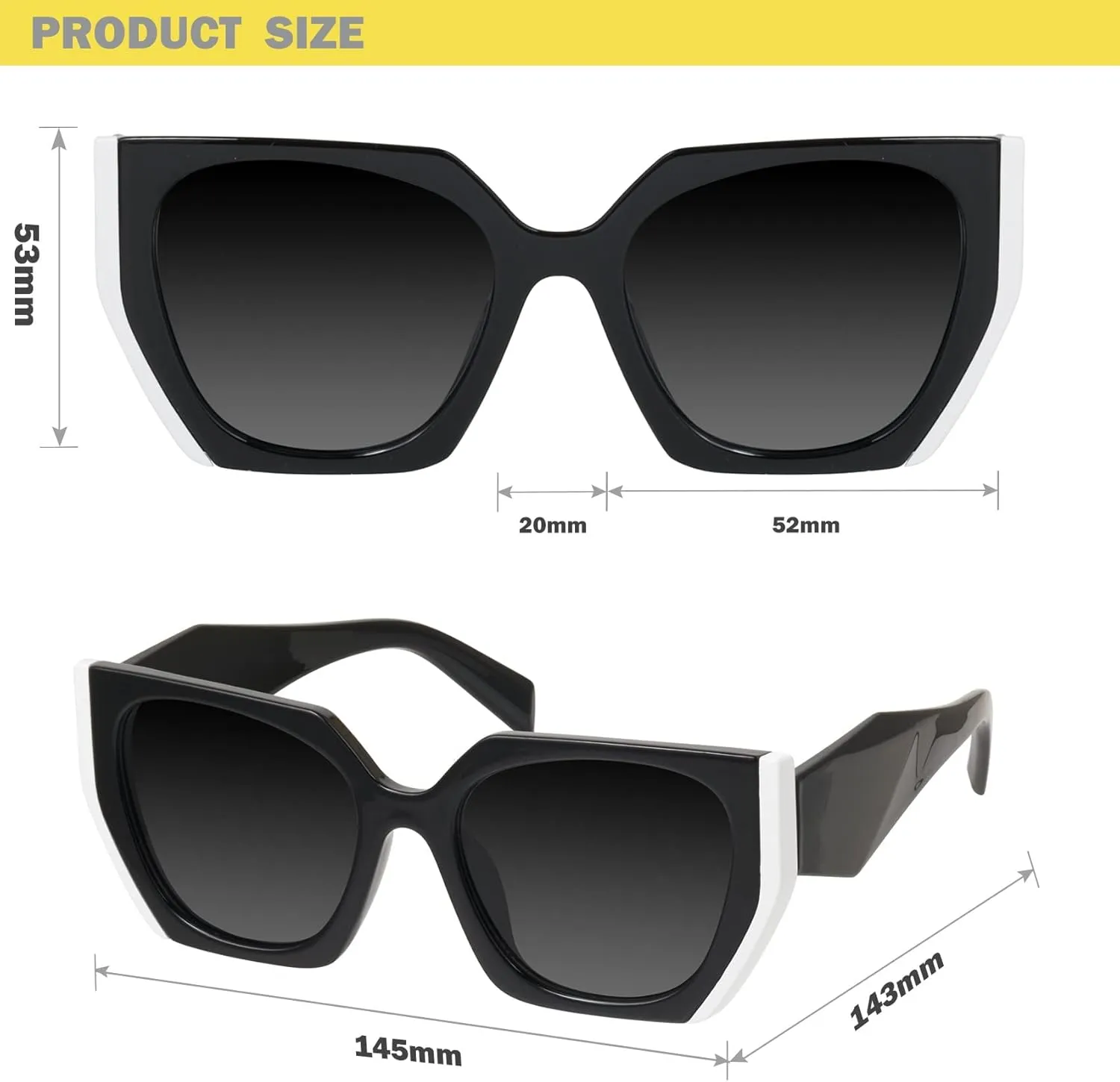 mosanana Square Cat Eye Sunglasses for Women Trendy Geometric Style Model-COCO