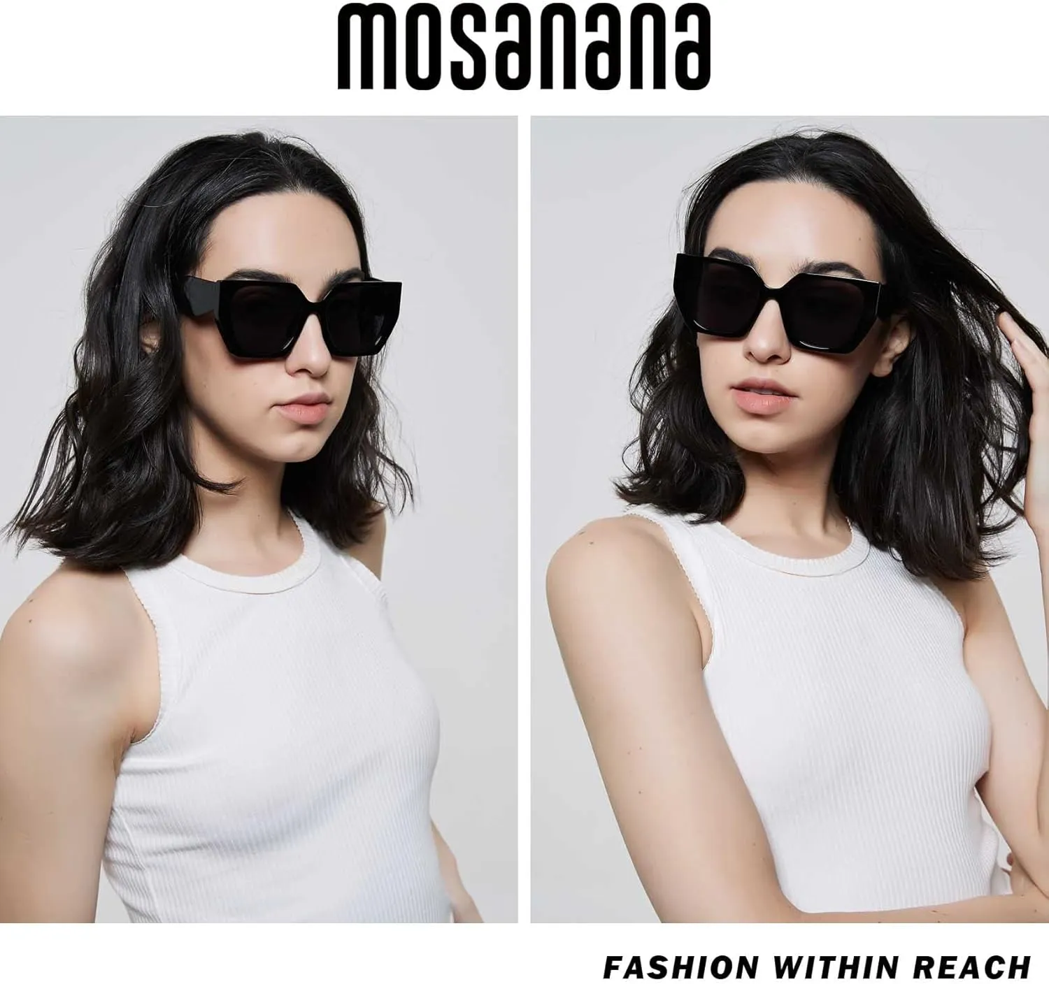 mosanana Square Cat Eye Sunglasses for Women Trendy Geometric Style Model-COCO