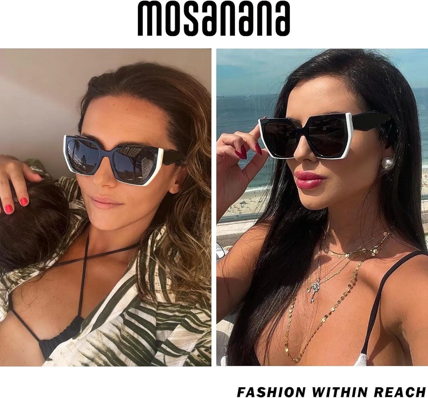 mosanana Square Cat Eye Sunglasses for Women Trendy Geometric Style Model-COCO