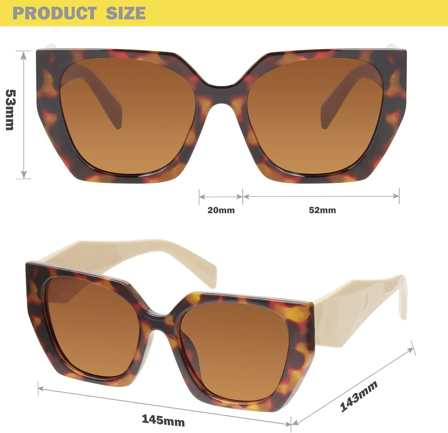 mosanana Square Cat Eye Sunglasses for Women Trendy Geometric Style Model-COCO