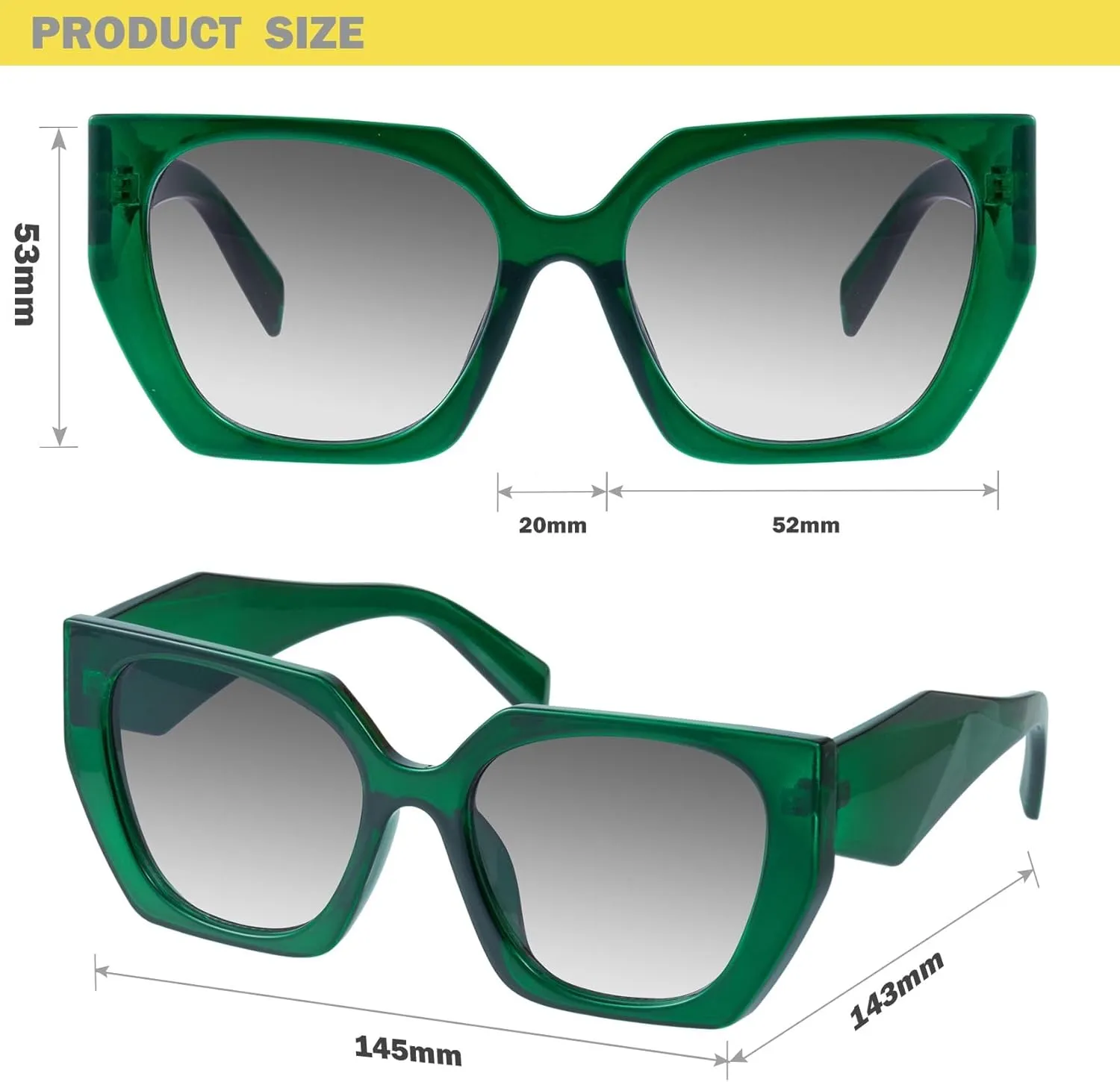 mosanana Square Cat Eye Sunglasses for Women Trendy Geometric Style Model-COCO