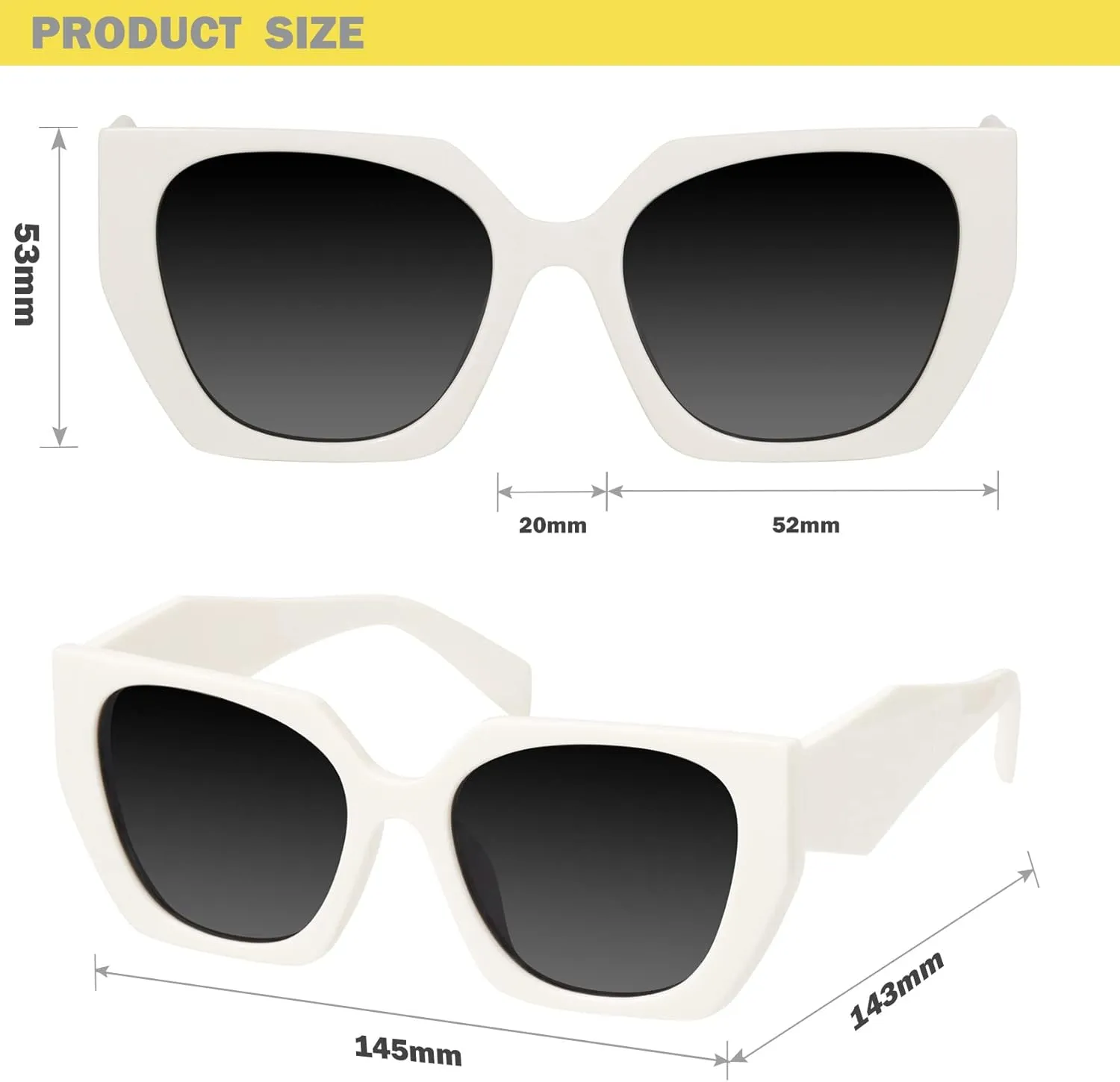 mosanana Square Cat Eye Sunglasses for Women Trendy Geometric Style Model-COCO