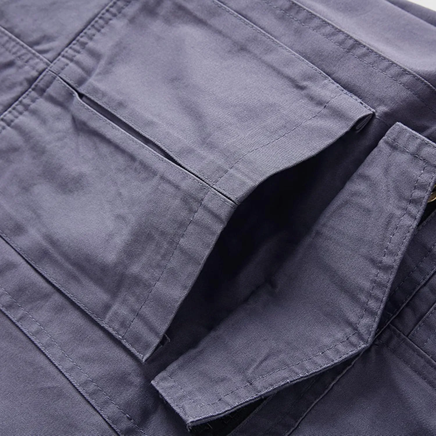 Muscularfit Casual Shorts for Men 2023 Buckle Zipper Cotton Cargo Shorts Multi Pockets Regular and Big & Tall Tooling Shorts