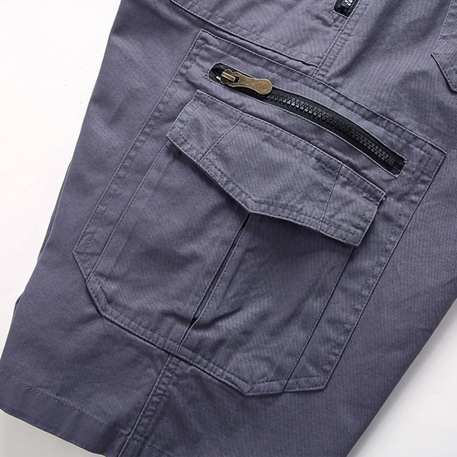 Muscularfit Casual Shorts for Men 2023 Buckle Zipper Cotton Cargo Shorts Multi Pockets Regular and Big & Tall Tooling Shorts